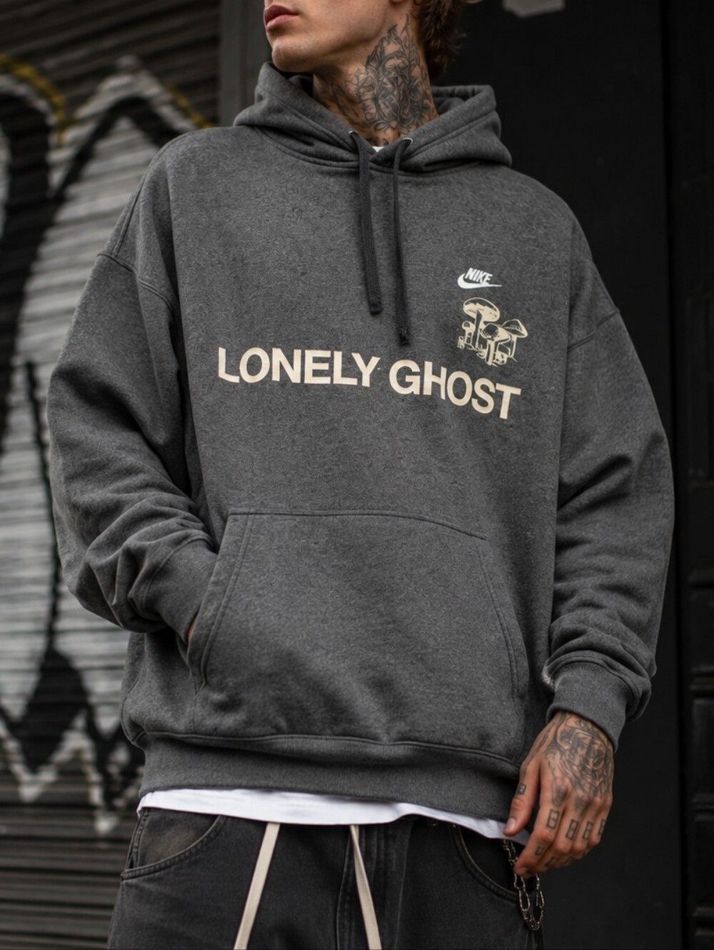 Lonely Ghost Nike Expand Knowledge Hoodie Heather Gray XXL